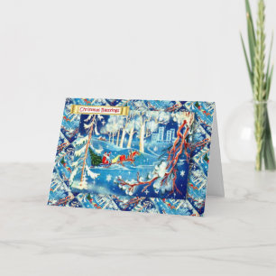 Cartes Pour Fêtes Annuelles Noël russe vintage, le voyage de Père Noël