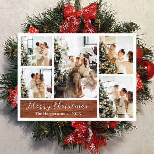 Cartes Pour Fêtes Annuelles Noël Rustic Reindeer Family Photo Collage