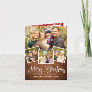 Cartes Pour Fêtes Annuelles Noël Rustic Wood 4 PHOTO Salutation