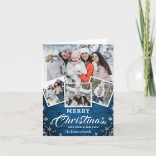Cartes Pour Fêtes Annuelles Noël Rustic Wood 4 PHOTO Salutation QR code