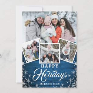 Cartes Pour Fêtes Annuelles Noël Rustic Wood 5 PHOTO Salutation