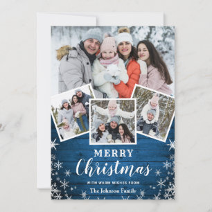 Cartes Pour Fêtes Annuelles Noël Rustic Wood 5 PHOTO Salutation