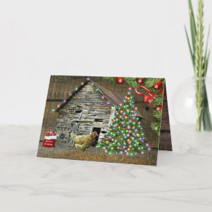 Cartes Pour Fêtes Annuelles Noël Rustique À La Poulet Coop
