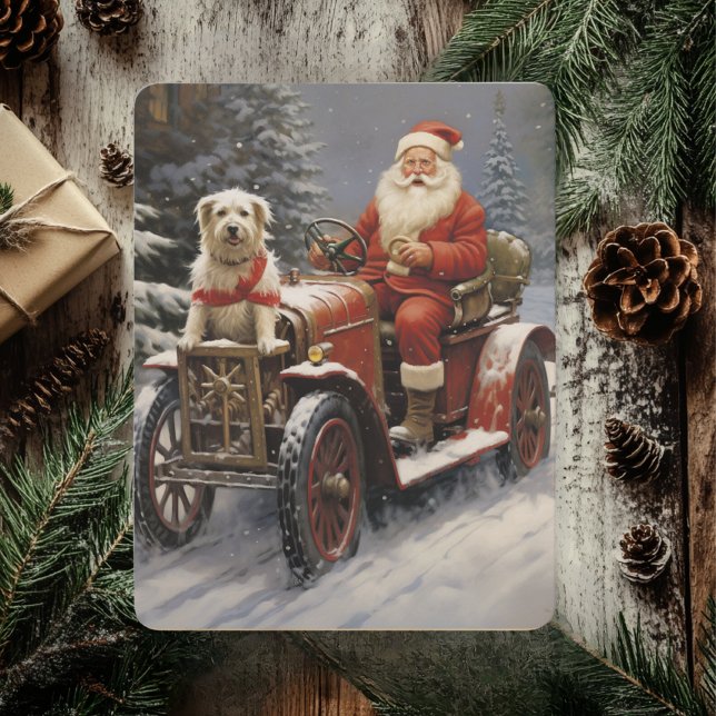 Cartes Pour Fêtes Annuelles Noël rustique avec le Père Noël avec chien (Créateur téléchargé)
