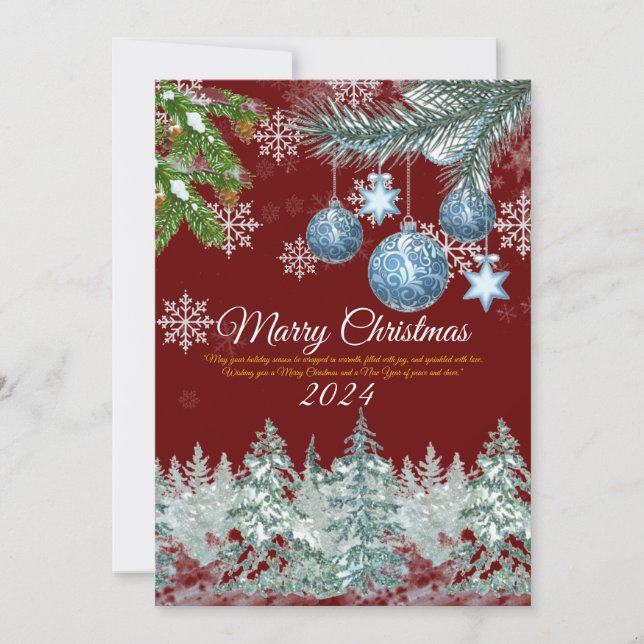 Cartes Pour Fêtes Annuelles Noël rustique d'hiver en Bourgogne traditionnel (Devant)
