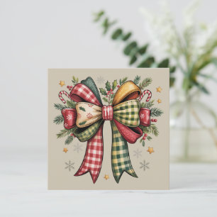 Cartes Pour Fêtes Annuelles Noël rustique en patchwork Bow Cozy Fêtes