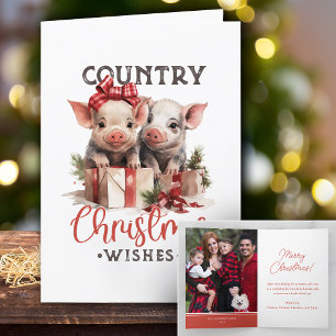 Cartes Pour Fêtes Annuelles Noël rustique Pays Souhaite Joli Cochon