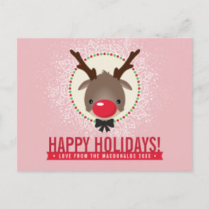 Cartes Pour Fêtes Annuelles NOËL SALUER rennes roux roux rudolph rose