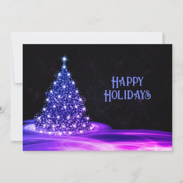 Cartes Pour Fêtes Annuelles Noël Salutation arbre pourpre hiver (Devant)