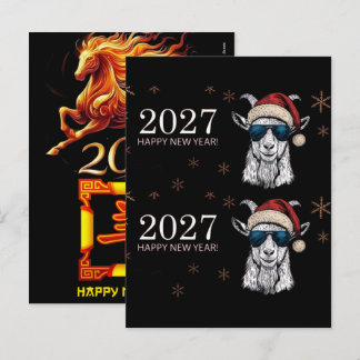 Cartes Pour Fêtes Annuelles Noël Santa Chèvre Nouvel An Chinois 2027