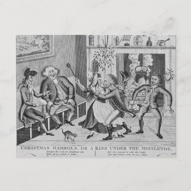 Cartes Pour Fêtes Annuelles Noël saute, ou un baiser sous (Devant)