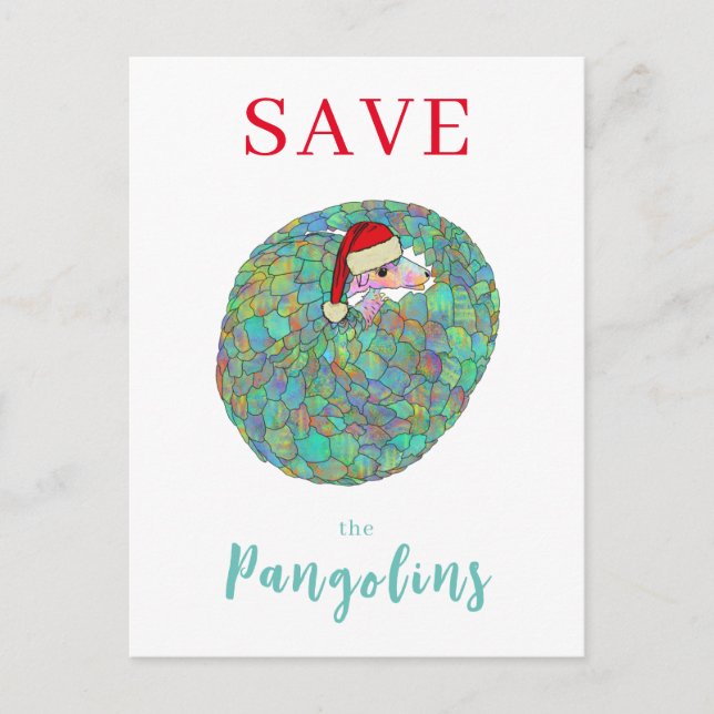 Cartes Pour Fêtes Annuelles Noël Sauvez le Pangolin Animal Mignon (Devant)