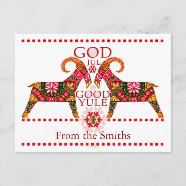 Cartes Pour Fêtes Annuelles Noël scandinave Dieu juil salutations (Devant)