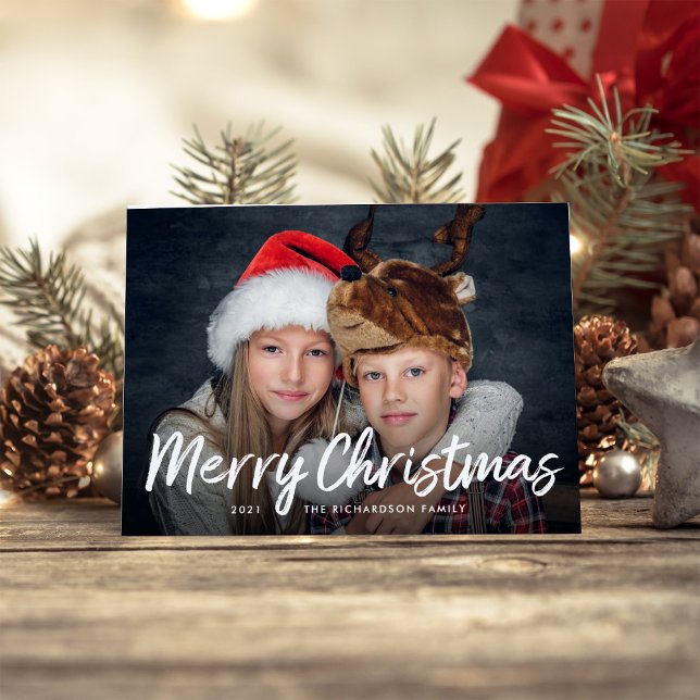Cartes Pour Fêtes Annuelles Noël scénarisé | Rouge avec photo (Créateur téléchargé)