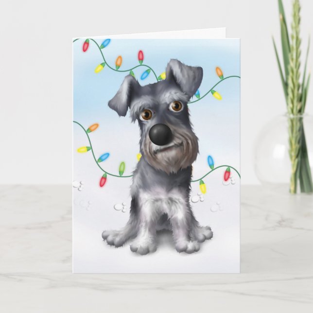Cartes Pour Fêtes Annuelles Noël Schnauzer (Devant)