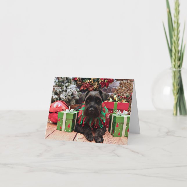 Cartes Pour Fêtes Annuelles Noël - Schnauzer Mix - Bentley (Devant)