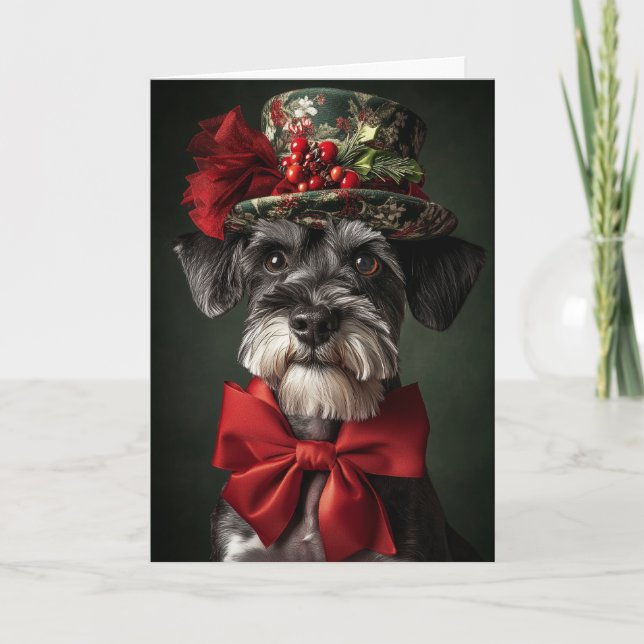 Cartes Pour Fêtes Annuelles Noël Schnauzer victorien (Devant)