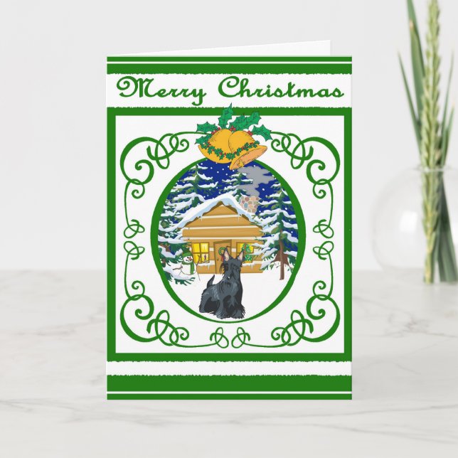 Cartes Pour Fêtes Annuelles Noël Scottie Vintage (Devant)