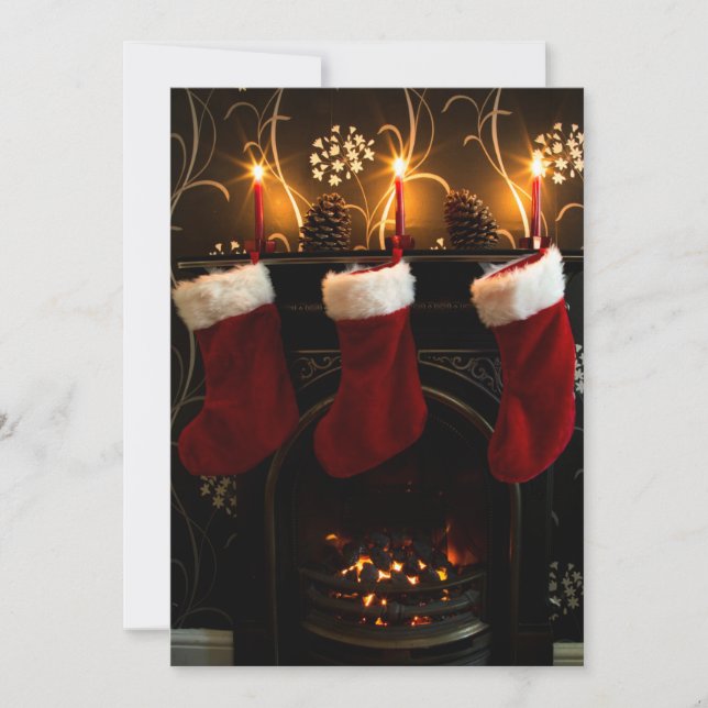 Cartes Pour Fêtes Annuelles Noël Se reposer sur la cheminée (Devant)