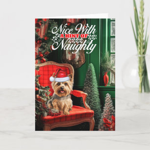 Cartes Pour Fêtes Annuelles Noel Silky Terrier Chien Naughty ou Nice