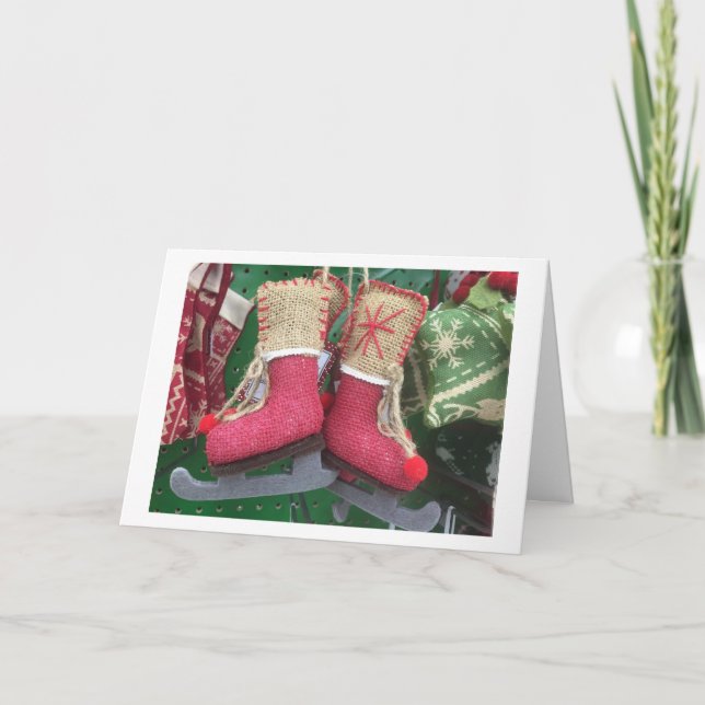 CARTES POUR FÊTES ANNUELLES NOËL "SKATES DE GLACE" ET BONNE VACANCES-PROFITER (Devant)