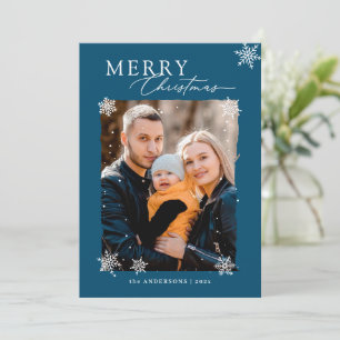 Cartes Pour Fêtes Annuelles Noël Snowflakes Winter Stylé Photo de famille