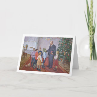 Cartes Pour Fêtes Annuelles Noël socialiste vintage de réalisme avec Lénine