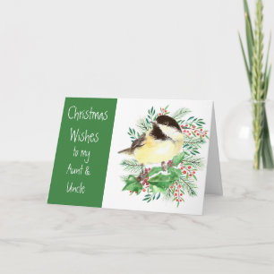 Cartes Pour Fêtes Annuelles Noël Souhaite Chickadee Oiseau Tante Oncle