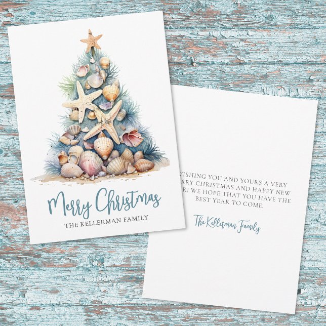 Cartes Pour Fêtes Annuelles Noël sur la plage (Beach Christmas Holiday Card)
