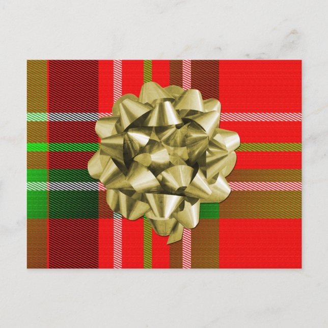 Cartes Pour Fêtes Annuelles Noël Tartan Motif et Bow (Devant)