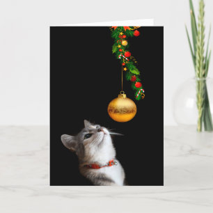 Cartes Pour Fêtes Annuelles Noël tenté de chat de minou
