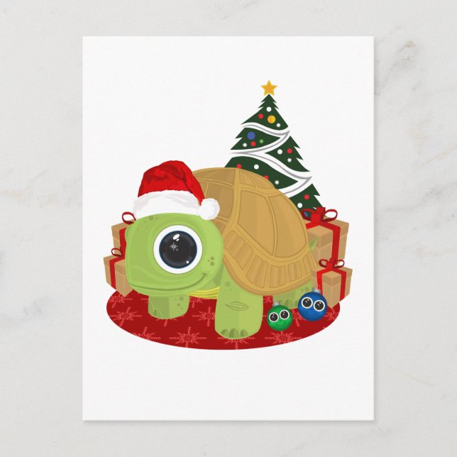 Cartes Pour Fêtes Annuelles Noël - Tortue (Devant)