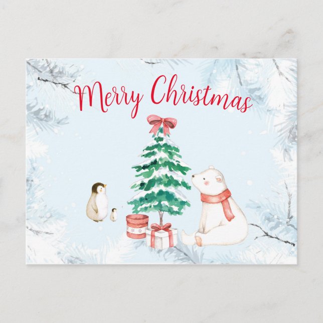 Cartes Pour Fêtes Annuelles Noël tout blanc (Devant)
