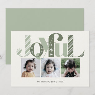 Cartes Pour Fêtes Annuelles Noël Trois Photo Joyeux Tea Green