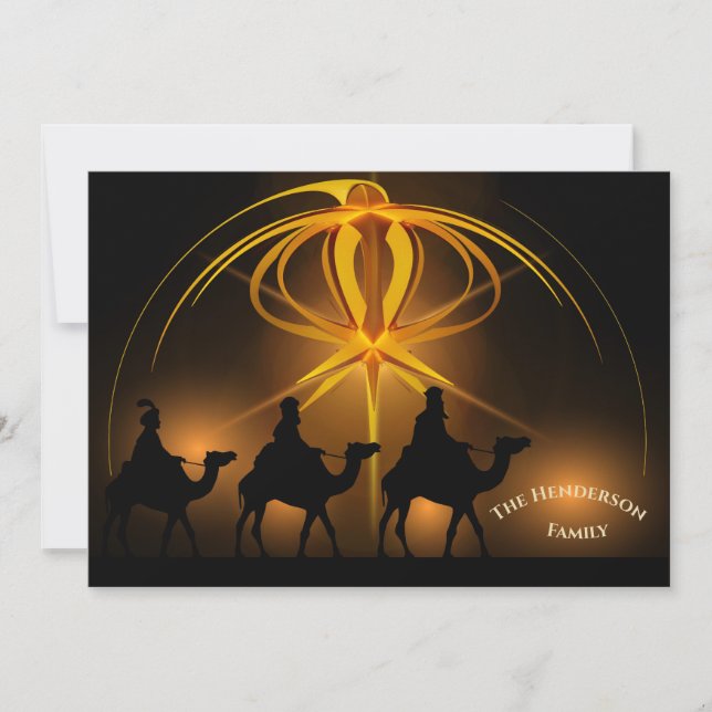 Cartes Pour Fêtes Annuelles Noël Trois rois Gold Custom (Devant)