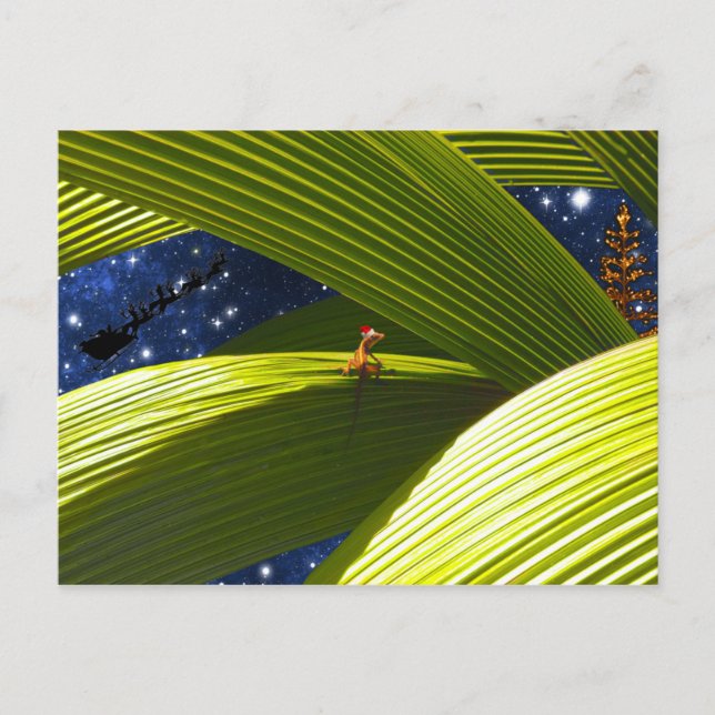 Cartes Pour Fêtes Annuelles Noël tropical d'un lézard de Gecko (Devant)