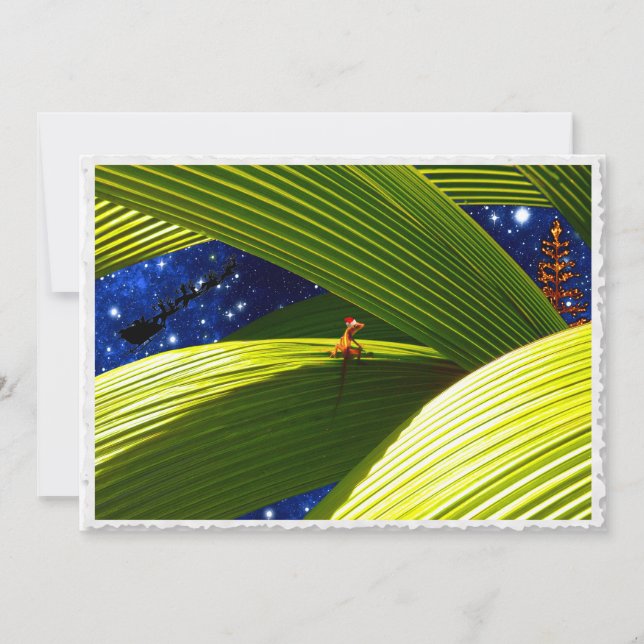 Cartes Pour Fêtes Annuelles Noël tropical d'un lézard de Gecko (Devant)