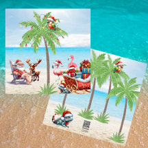 Noël Tropical Père Noël & Rudolf En Juillet