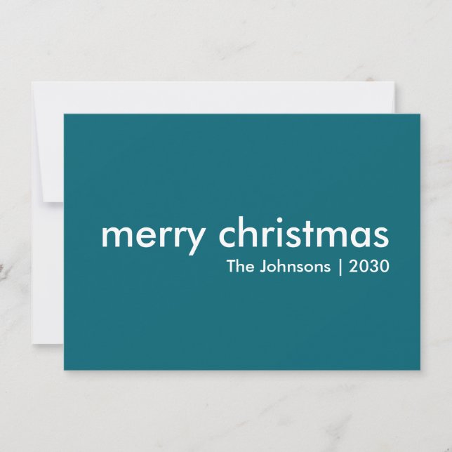 Cartes Pour Fêtes Annuelles Noël turquoise | Smoke Blue Minimal Simple Clean (Devant)