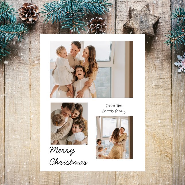 Cartes Pour Fêtes Annuelles Noël Typographie moderne Trois photos (Créateur téléchargé)