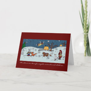 Cartes Pour Fêtes Annuelles Noël ukrainien, anges, animaux, enfants