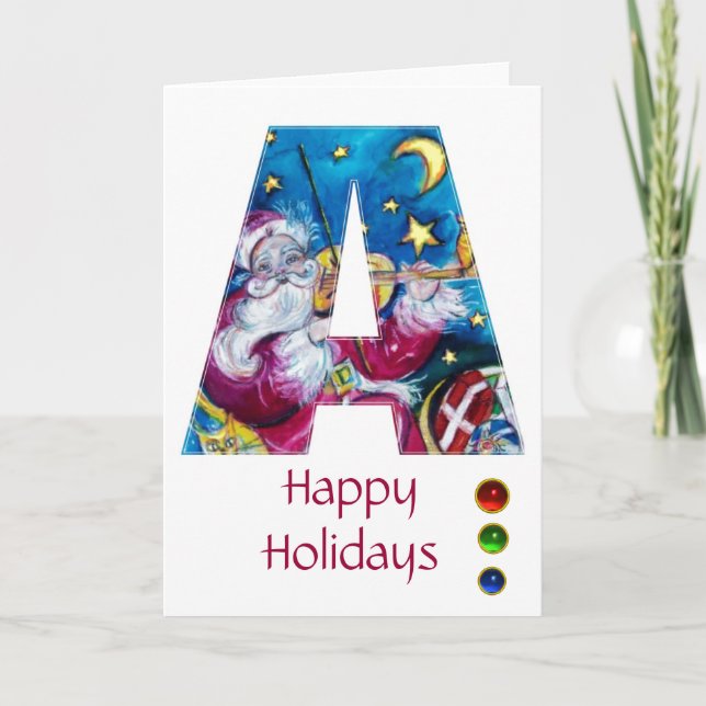 CARTES POUR FÊTES ANNUELLES NOËL UNE LETTRE / MONOGRAMME PÈRE NOËL INSPIRÉ (Devant)