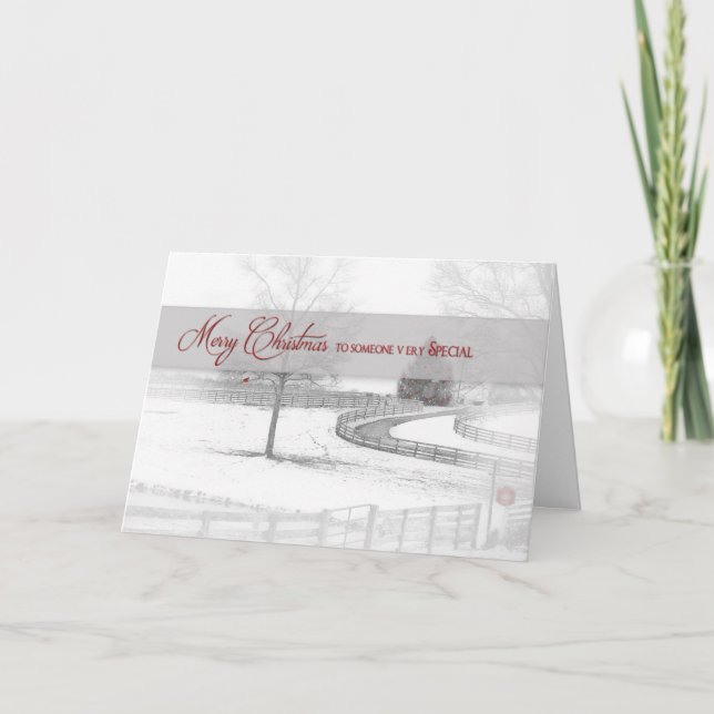 Cartes Pour Fêtes Annuelles Noël- Une Personne Spéciale/Cheval Ranch-Hiver/Nei (Devant)