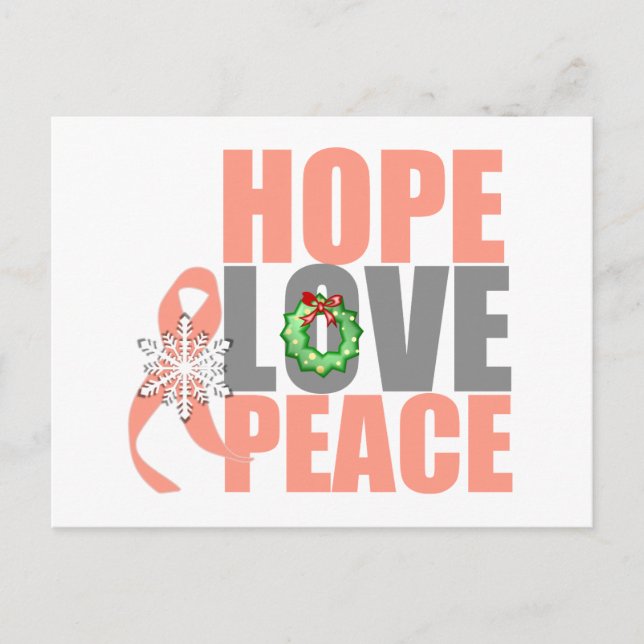 Cartes Pour Fêtes Annuelles Noël Vacances Espoir Aimer Paix Cancer utérin (Devant)