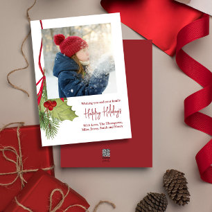 Cartes Pour Fêtes Annuelles Noël Vacances hiver Végétation Holly Photo