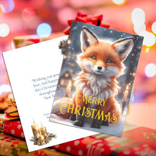 Cartes Pour Fêtes Annuelles Noël Vacances mignonnes hiver Renard rouge Noël