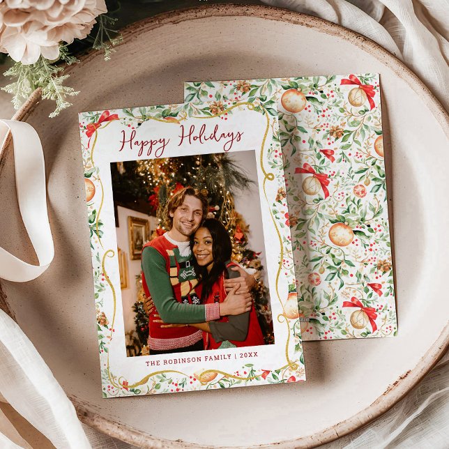 Cartes Pour Fêtes Annuelles Noël Verdure Motif Joyeuses Fêtes 1 Photo (Créateur téléchargé)