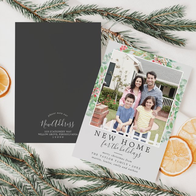 Cartes Pour Fêtes Annuelles Noël Verdure Nouvelle Maison Pour Les Vacances Pho (Créateur téléchargé)