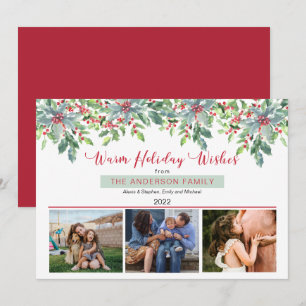 Cartes Pour Fêtes Annuelles Noël Verdure Vacances Chaleureuses Voeux 3 Photo