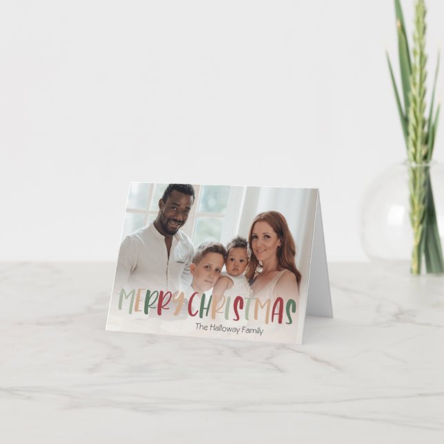 Cartes Pour Fêtes Annuelles Noël vert coloré Plié photo complète (Devant)